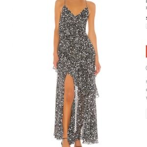 Shona Joy Black Tiered Floral Maxi Dress 6